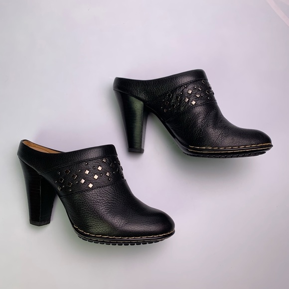 SOFFT Leather Studded Stitched Clogs - Picture 2 of 7